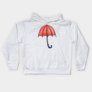 Red Umbrella in Watercolors seamless pattern Kids Hoodie